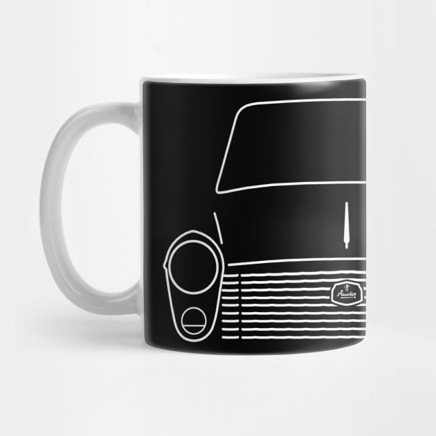 Austin A40 classic 1950s-1960s British car white outline graphic by soitwouldseem